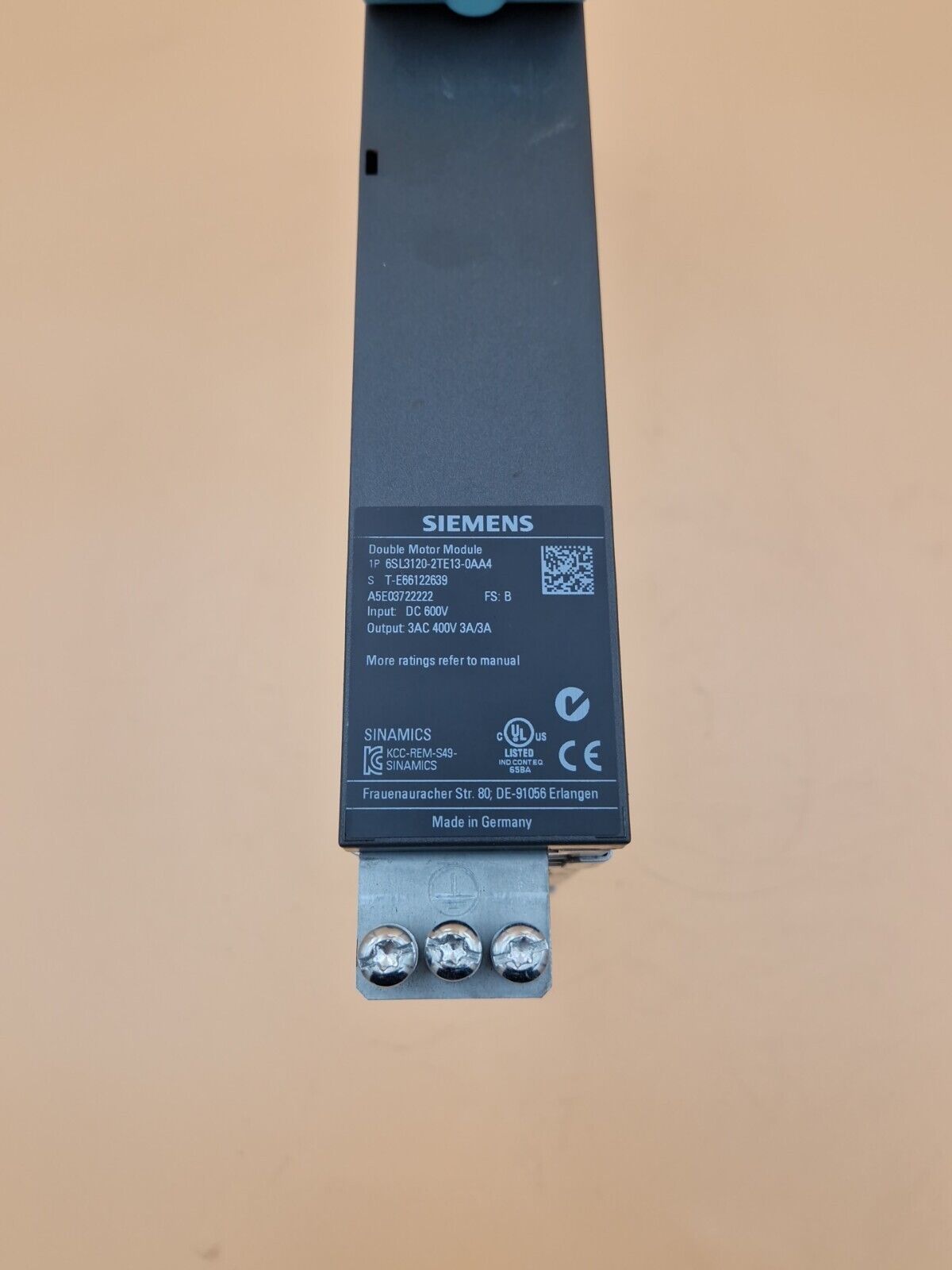 Siemens 6SL3120-2TE13-0AA4 Sinamics Double Motor Module FS:B