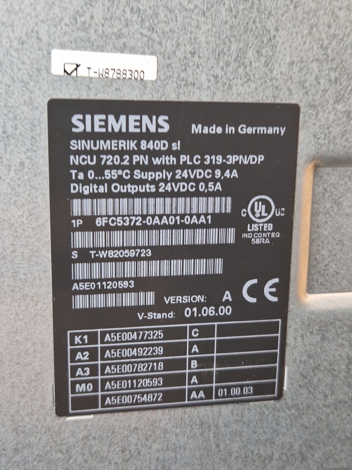 SIEMENS SINUMERIK 840D NCU 6FC5372-0AA01-0AA1 | 6FC5 372-0AA01-0AA1 +CF Card