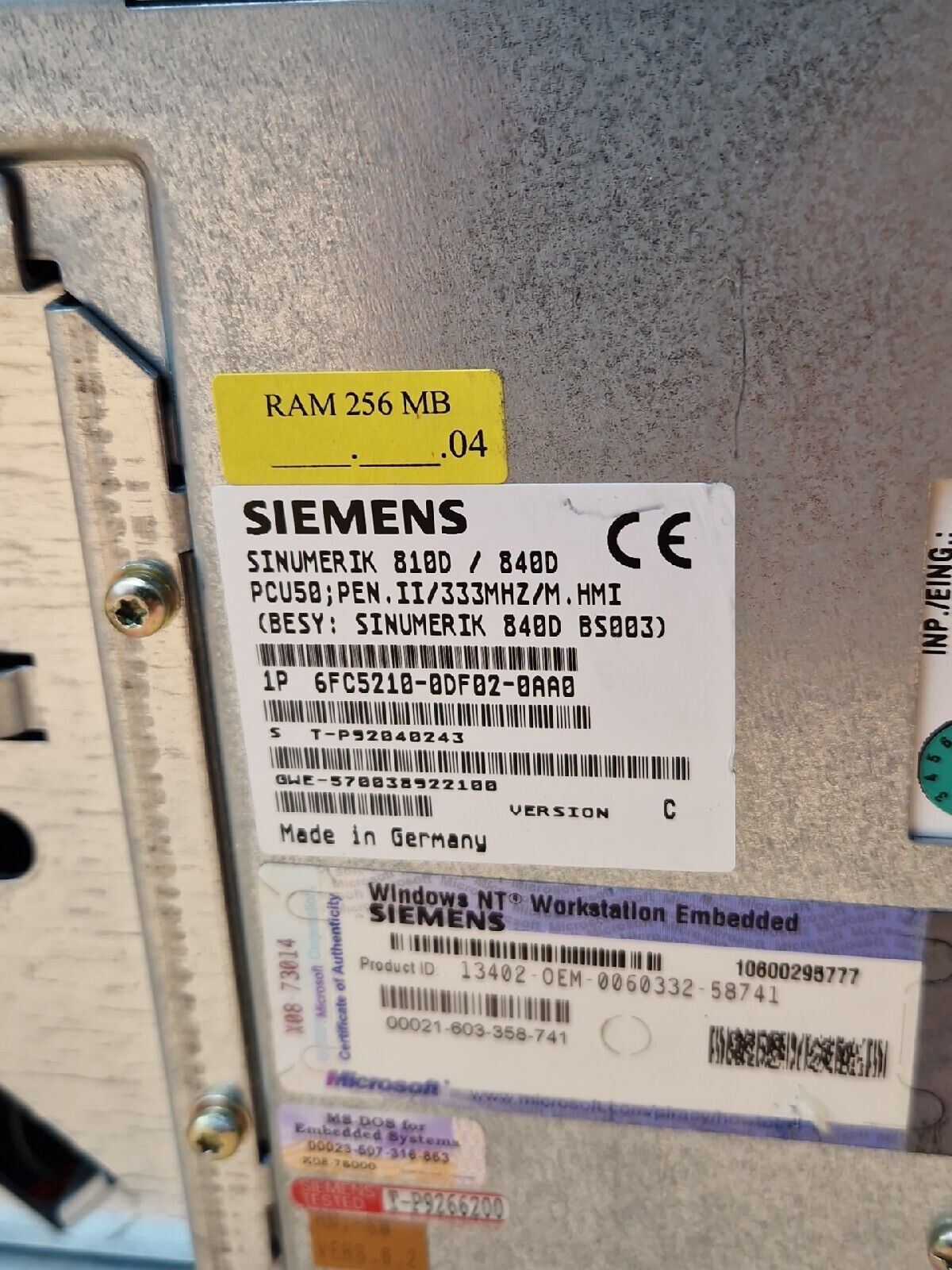 Siemens Sinumerik 6FC5210-0DF02-0AA0 + 6FC5203-0AF02-0AA1