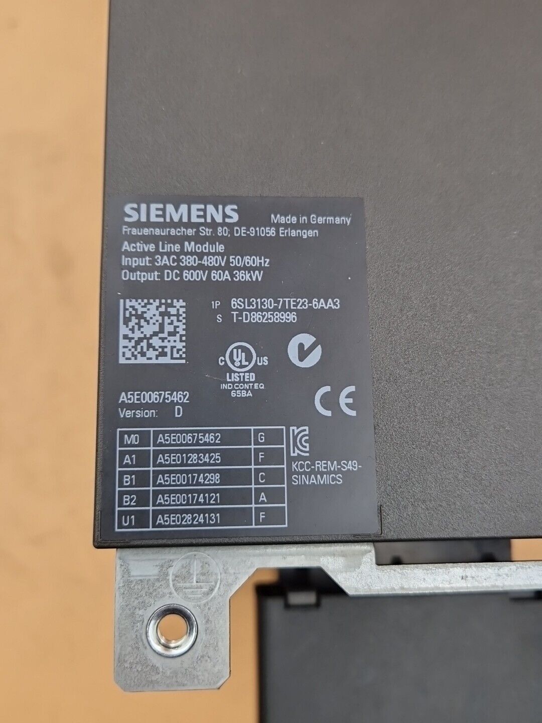 Siemens 6SL3130-7TE23-6AA3 Frequency converter Active line module