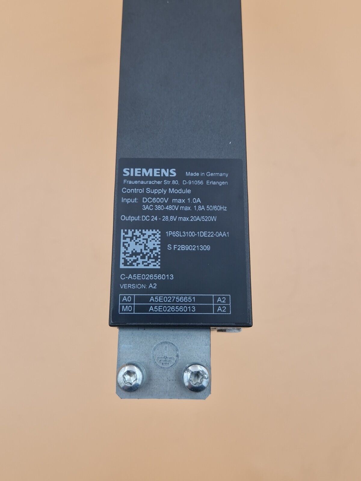 SIEMENS Sinamics Control Supply Module  6SL3100-1DE22-0AA1  6SL3 100-1DE22-0AA1