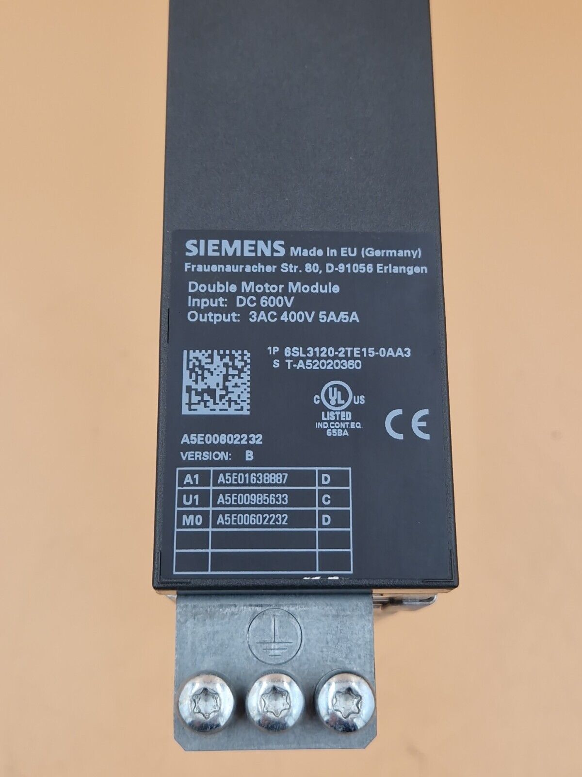 Siemens 6SL3120-2TE15-0AA3 / 6SL 3120-2TE15-0AA3 Sinamics Double Motor Module