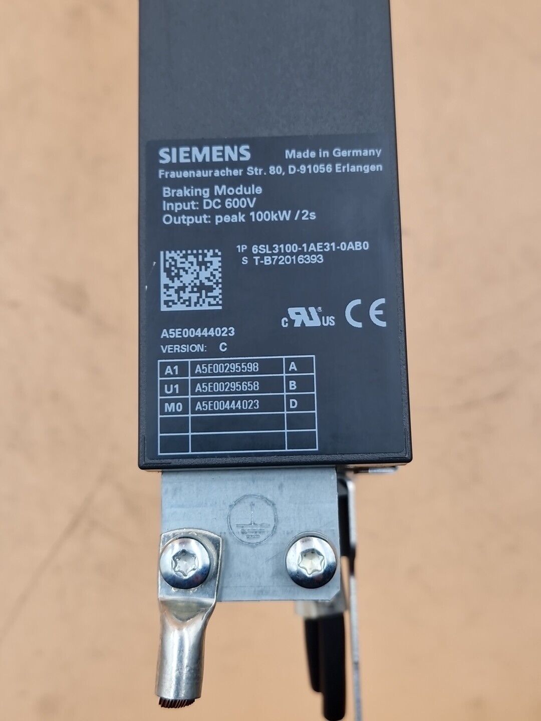 Siemens SINAMICS Braking Module 6SL3100-1AE31-0AB0 | Version: C