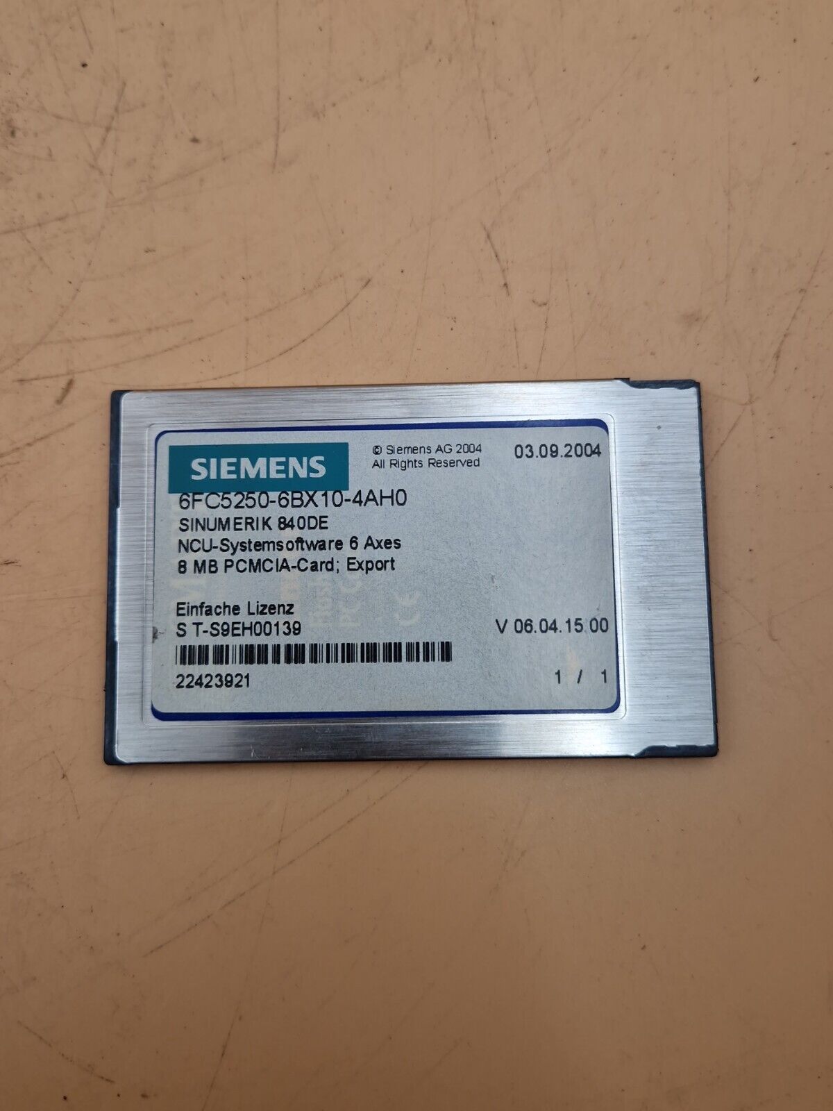 Siemens Sinumerik 840DE 6FC5250-6BX10-4AH0 Systemsoftware