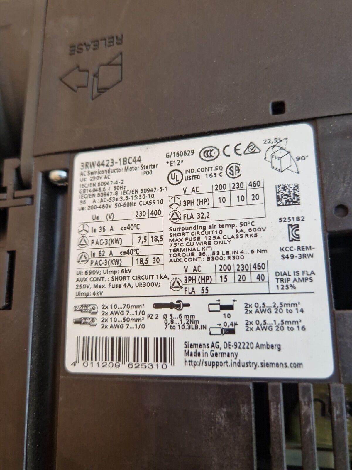 SIEMENS Sanftstarter | 3RW4423-1BC44 | 3RW4 423-1BC44