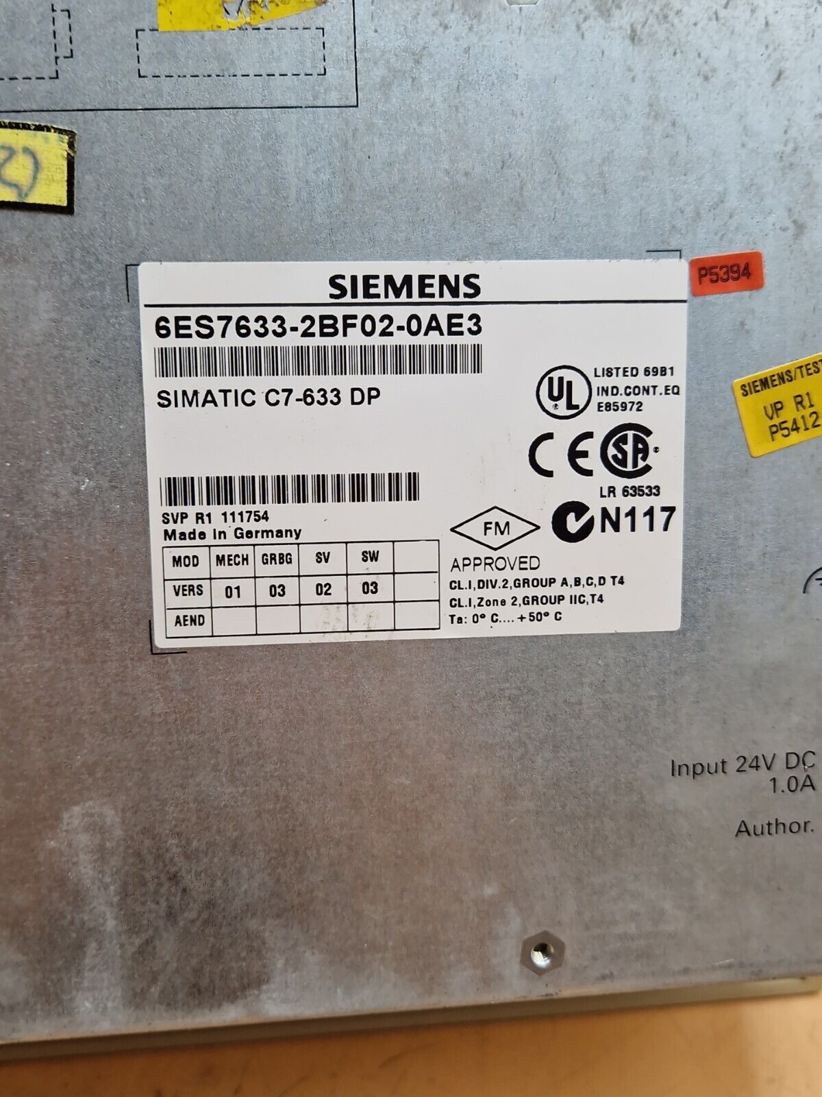 SIEMENS 6ES7 633-2BF02-0AE3 Operator Panel 6ES7633-2BF02-0AE3 Simatic C7-633 DP