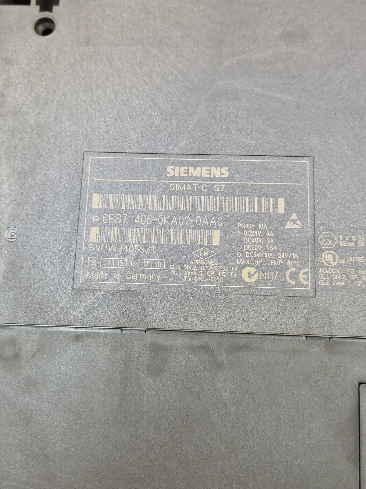 Siemens 6ES7 405-0KA02-0AA0 Stromversorgung / Power Supply