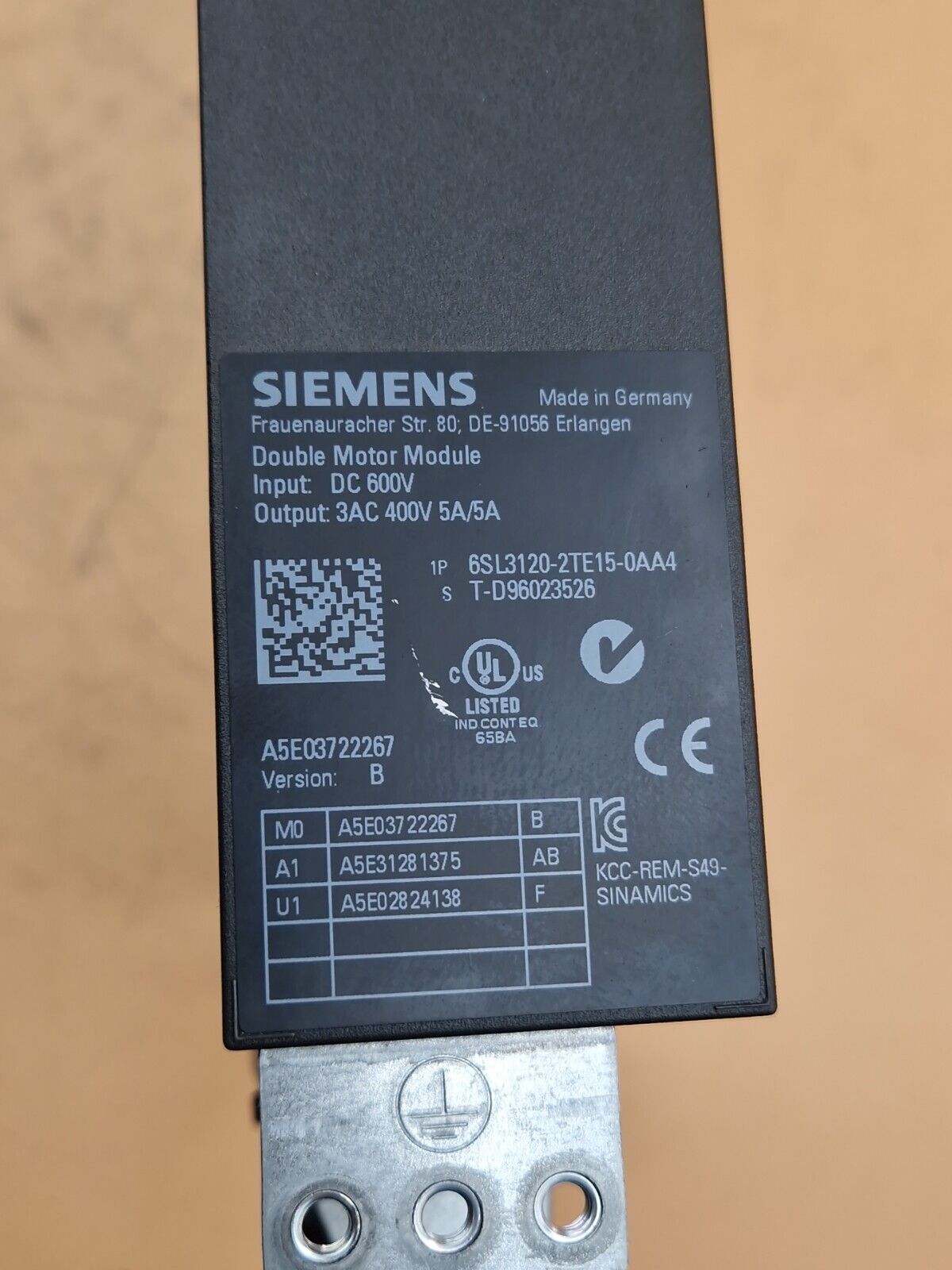 Siemens 6SL3120-2TE15-0AA4 / 6SL 3120-2TE15-0AA4 Sinamics Double Motor Module