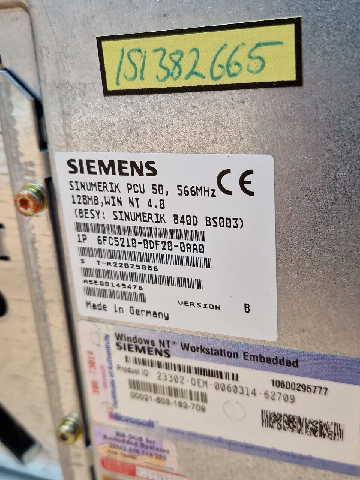 SIEMENS SINUMERIK 6FC5203-0AF02-0AA0 _ 6FC5210-0DF20-0AA0