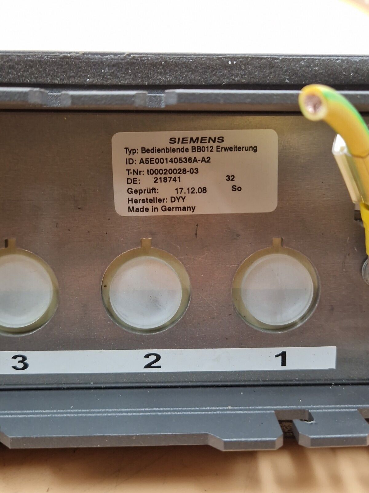 Siemens 6FC5247-0AA43-1AA0 Erweiterungsblende BB012 6FC5 247-0AA43-1AA0