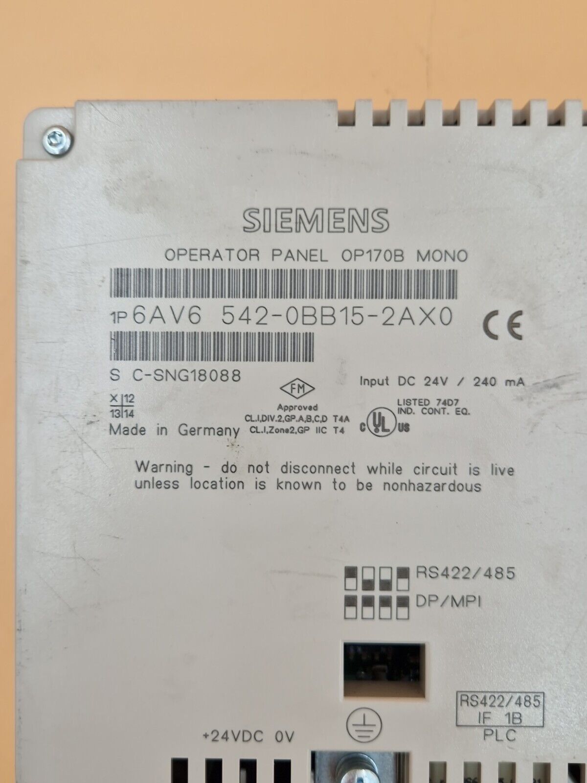 SIEMENS Operator Panel 6AV6542-0BB15-2AX0